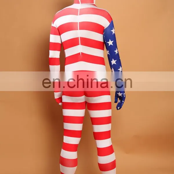 New American USA Team Flag Spandex Lycra Full Body Zentai Suits World Cup photo-3