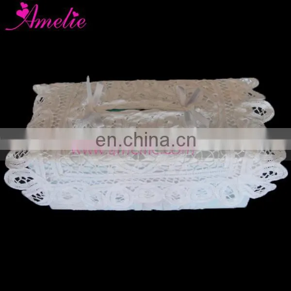Victorian Style Handmade Cotton Battenburg Lace Trim Tissue Box Cover photo-2