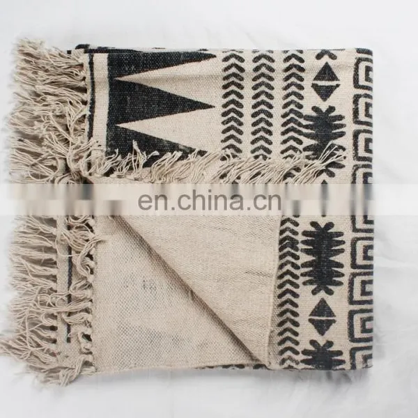 Home Decor Indian Vintage Multi Color Hand Woven Block Print Area Rugs and Carpet photo-3