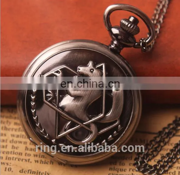 Game Fullmetal Alchemist Classic Pocketwatch Necklace Rings Antique Pocket Watches Quartz Pocket Watch photo-5