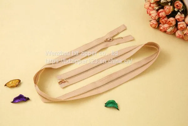 #3#4#5#8#10 Metal Zipper Two Way Open End With Light Golden Teeth photo-2