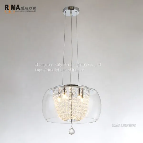 Modern K9 Round Crystal Ceiling Lights Kitchen Glass Pendant Light for Dinning Room