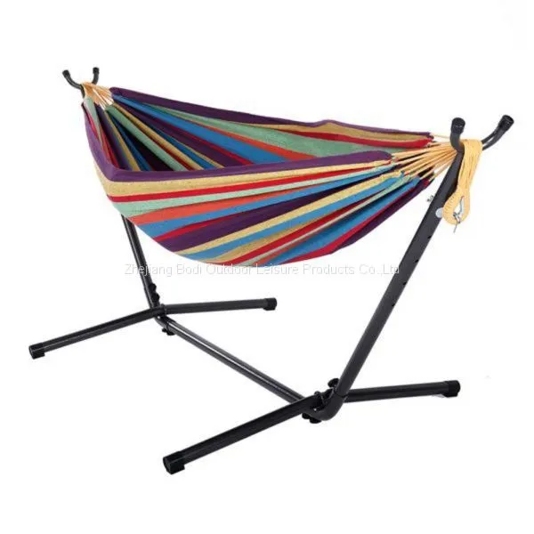 Portable Outdoor Polyester Hammock Set With Hammock Stand Handbag For Outdoor Camping Travel Beach And Indoor Use photo-3