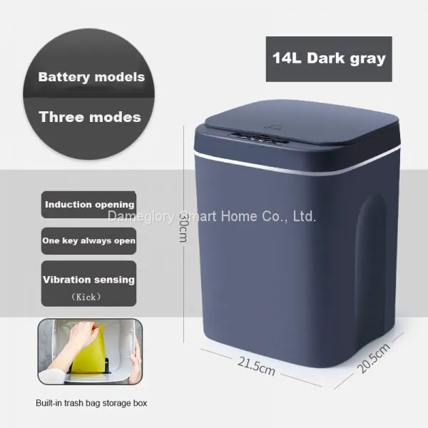 Smart Trash Can X5/7 White/dark Gray ABS+PP, 16L, Three Control Mode USB Charger LED Light photo-5
