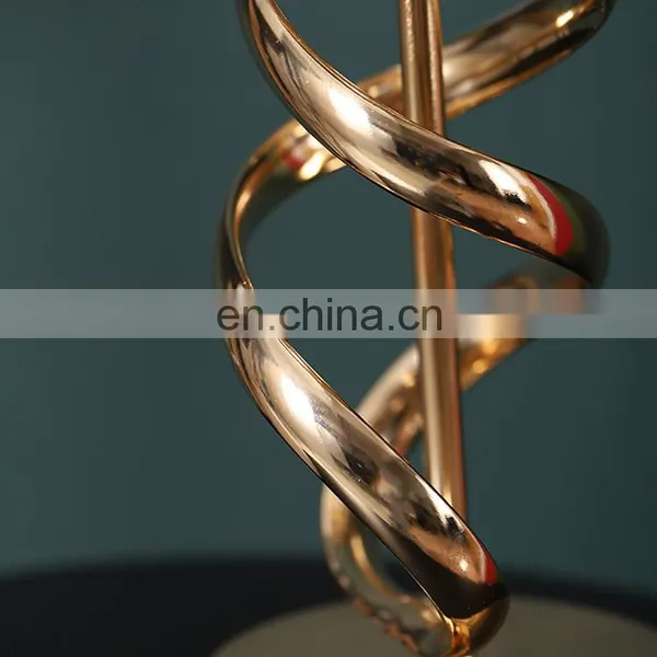 Nordic Modern Style Gold Threaded Metal Base Design Black Hotel Home Table Lamp photo-3