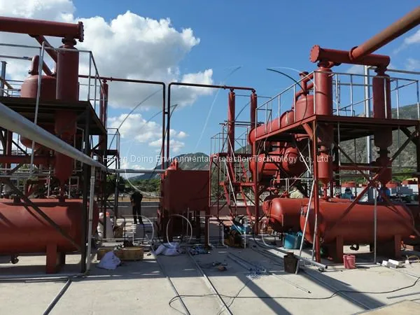 Waste Tyre Plastic Pyrolysis Oil To Diesel Distillation Plant Equipment/Recycling Machine photo-3