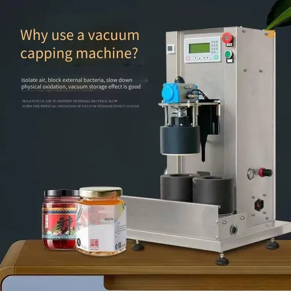 Hy-x Double-station Vacuum Capping Machine for Tinplate and Glass Bottles, Suitable for Mushroom Sauce and Shredded Meat Sauce, Capping Equipment, in Stock photo-3