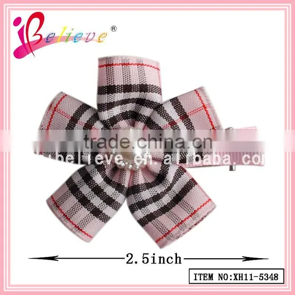 Cotton Grid Flower Hair Clip Wholesale Girls Hair Flower,hair Flower Clips photo-4