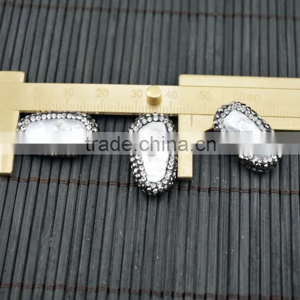 LFD-008B New Druzy Pearl & Rhinestone Connectors Spacer Beads Jewelry For Making Necklace photo-2