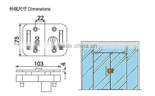 SKG-02D South America Standard Glass Door Lock, Sliding Tempered Glass Door Key Locks photo-2