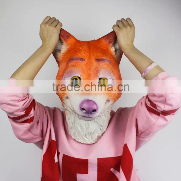 Hot Sale Movie Cosplay Latex Mask Zootopia Fox Nick Wilde Halloween Full Head Animal Mask Costume Prop Accessories photo-2