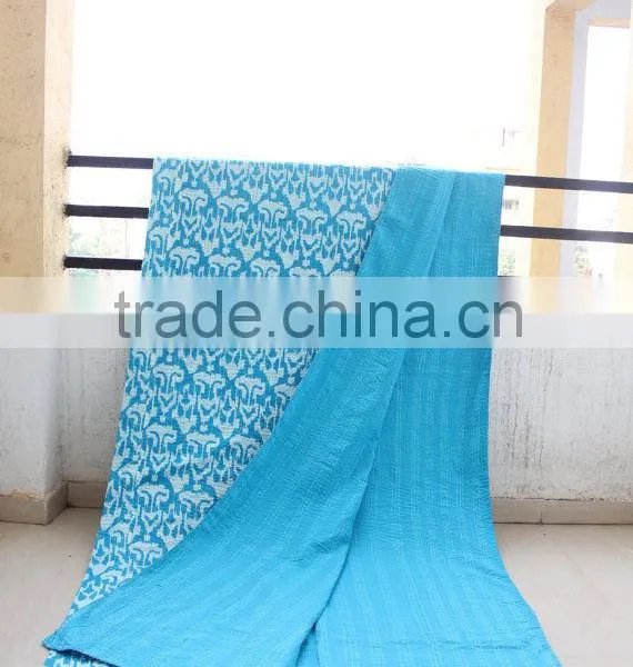 Ikat Kantha Quilt Designer Ikat Bedding Bedspread photo-4
