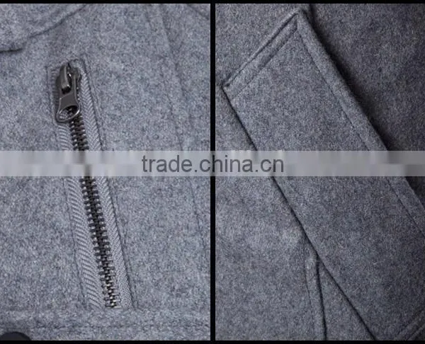 Custom Made Trench Coats Mens Woolen Formal Outerwear Winter Pea Overcoat Double Breasted Trench Coats photo-5