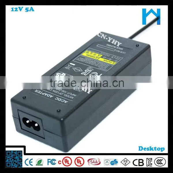 12 Volt 5 Amp 60w CSA UL/cUL FCC CE GS SAA Certified Power Adapter