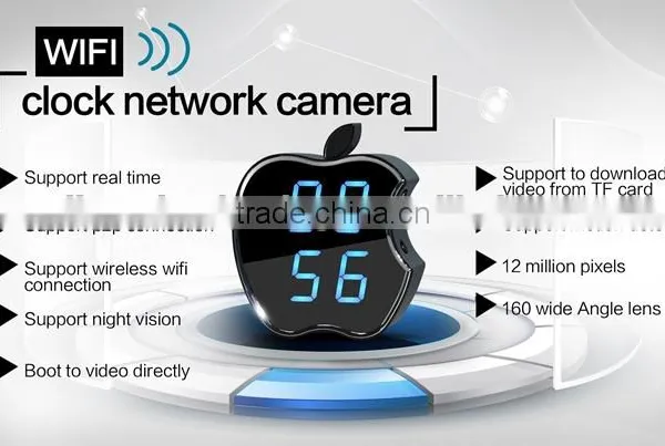 P2P Network Mini IP Camera H.264 HD 720P Support Night Vision Clock WIFI Camera photo-3