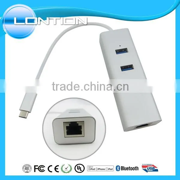 3 Port USB 3.0 Type C HUB With RJ45 Lan Ethernet Adapter photo-3