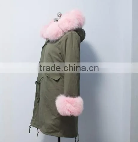 Women Outwear Military Parka Jacket With Real Fox Fur Hood Trim Made in China photo-3