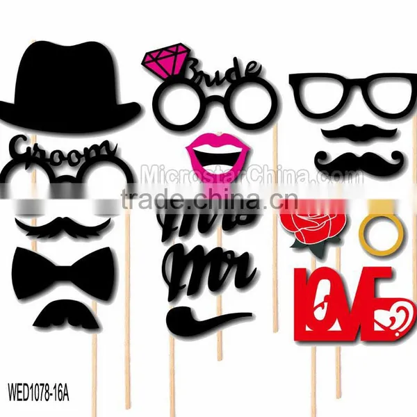 18pcs Wedding Decoration Favor Supplies Funny Photo Booth Props Rose Lips Glasses Mustache On Stick Photobooth photo-3