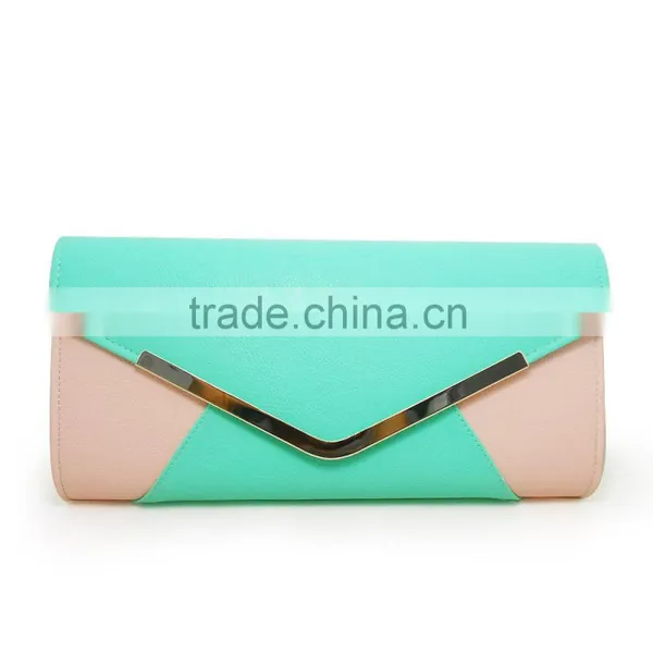 2015 New Arrival Color Block Leather Women Evening Bag Make in China photo-2