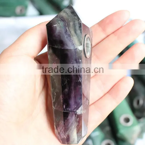 Polished Fluorite Crystal Hand Pipe Smoking Pipes photo-4