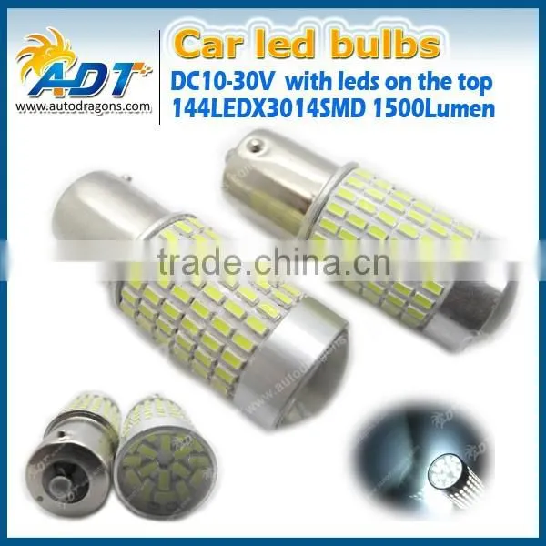 1156 144W Car Smd Led Bulb 3014 Smd Ba15s Car Led Bulb With Lens Super White photo-3
