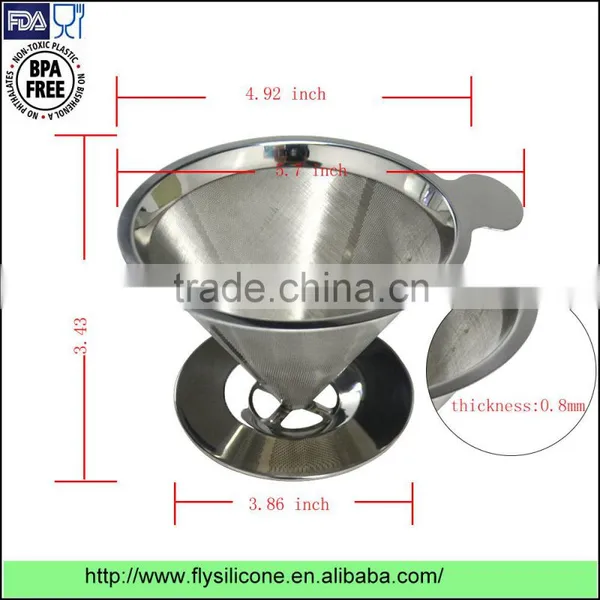 High Quality Wholesale Pour Over Stainless Steel Coffee Cone Dripper With Cup Stand photo-4