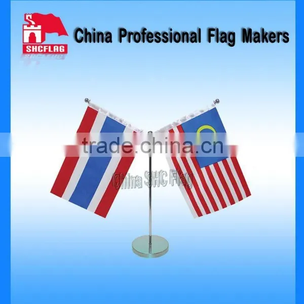 Custom V-shaped Table Flag With Stainless Steel Pole