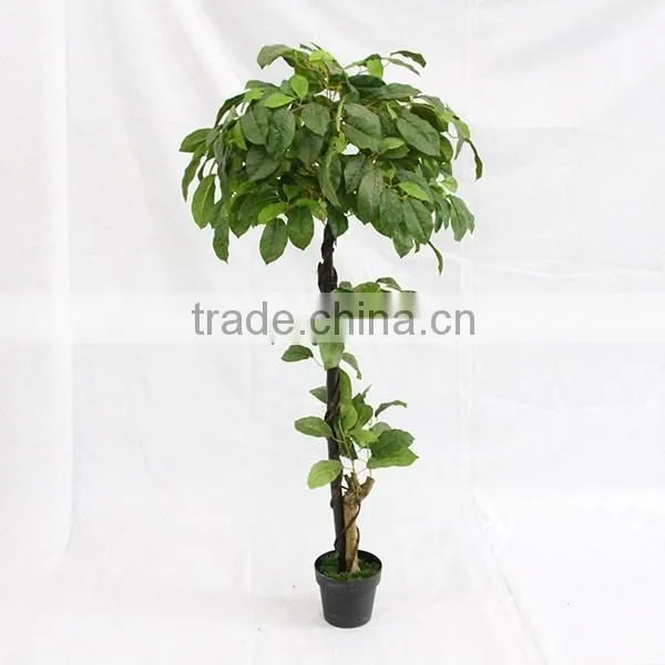 Indoor Artificial Big Leaves Plant Trees Wooden Trunk for Decoration photo-2