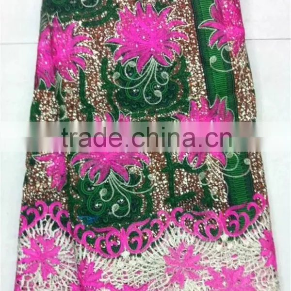 High Quality Updated African Fabrics Wax Printed With Multi Color Guipure Lace Fabric Wax Lace Fabrics NNL-006