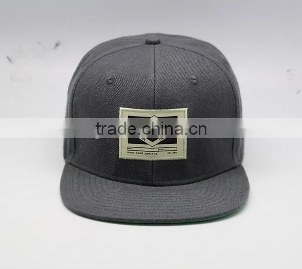 Buckle Back Grey Snap Back Hat With Woven Label Logo photo-2