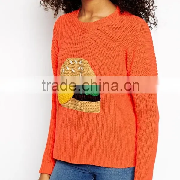 High Fashion Design Sexy Women Cheap Casual Sweater Orangecrochet Cute Sweatershirt Custom photo-3
