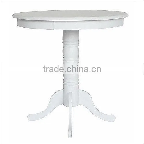 White Round High Bar Wooden Table