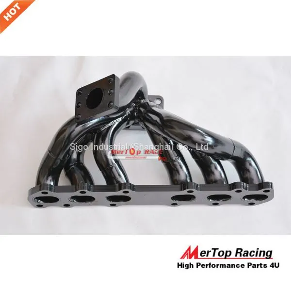 MERTOP RACE 3mm Tube Thick Black Coated Top Mount T3 Turbo Manifold For Toyota Supra 1JZGTE 1JZ JZA70 MK3 1989-1993 photo-2