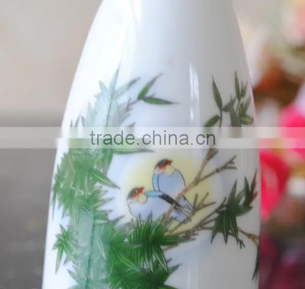 Haonai Wholesale Bamboo Decal High-temperature Ceramics Porcelain Flagon Wine Set photo-3