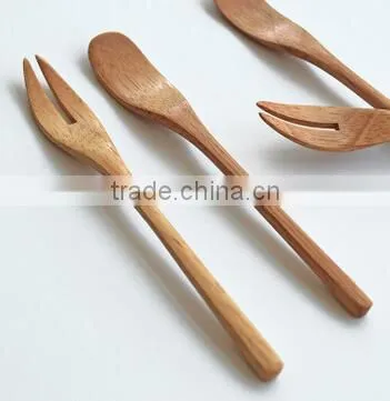 CY047 Natural Wooden Mini Spoon Fork Janpan Style Bamboo Fork Tableware Kit