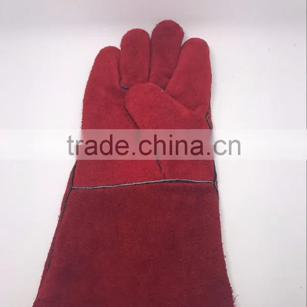 Red Leather Welding Gloves photo-2