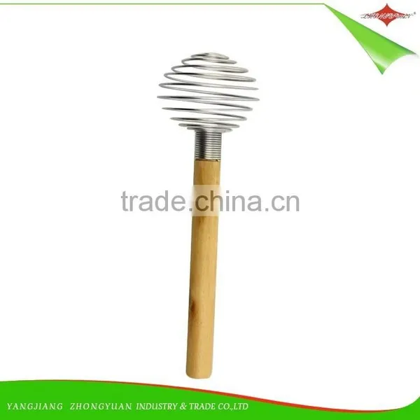 ZY-C1034 10 Inch Stainless Steel Head Egg Whisk Rubber Wood Handle Egg Beater photo-5