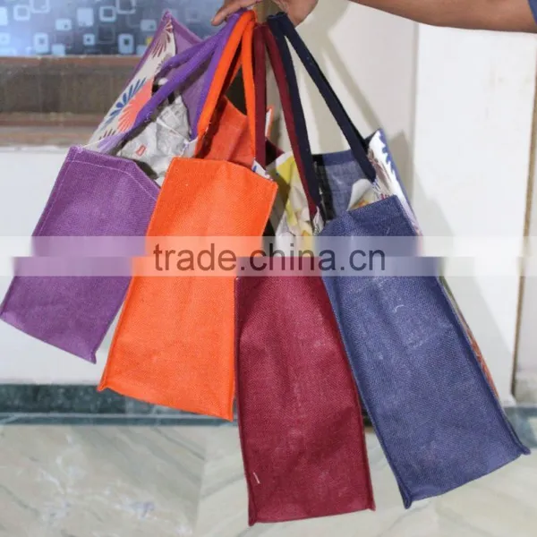 Customize Biodegradeable Flora Print Jute Tote Bag With Padded Rope Handle photo-6