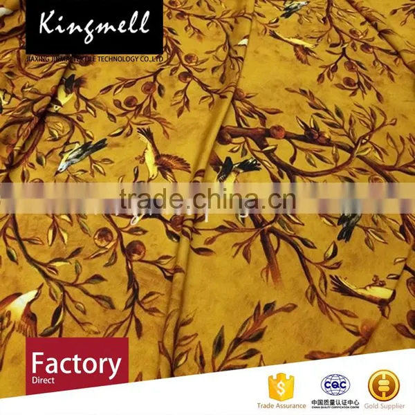 Custom Little Birds Digital Printed Silk Crepe De Chine Fabric for Lady Dress photo-3
