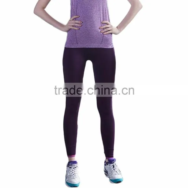 Awesome Design Gym Pants Ladies Yoga Pants With Contrast Color Waistband photo-3