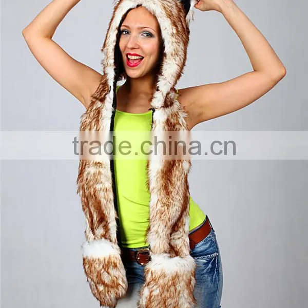 Long Eared Plush Animal Head Russian Style Fur Winter Hat photo-2