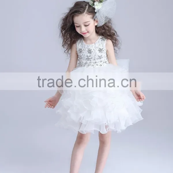2017 8 Years Girl Dress Designs Cake Satin Dresses photo-3