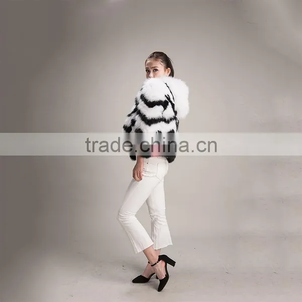 Myfur Short Style White and Black Fox Fur Coat For Girls and Women photo-3