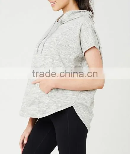 Maternity Wear Clothes Pregnant Women Oversized Short Sleeve Hoodie photo-4