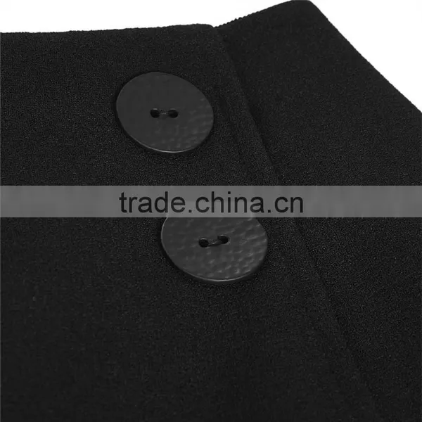 2017 OEM Spring Retro Crepe Black Bonded High Waisted Midi Skirt photo-4