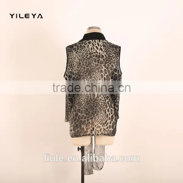 New Arrival Leopard Pattern Printed Ladies Loose Chiffon Style Blouse photo-3