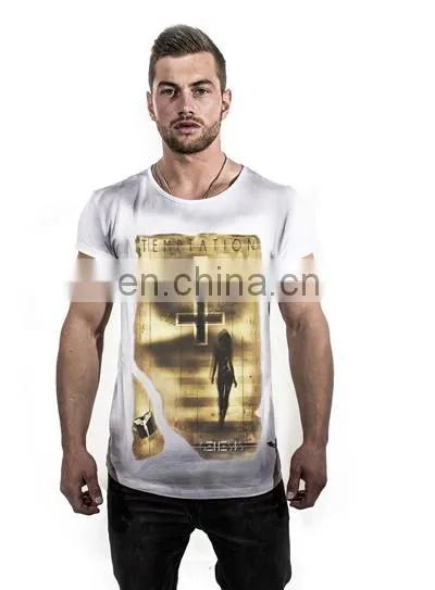 2014 Fashion %100 Cotton O-neck Cross Printed T-shirt