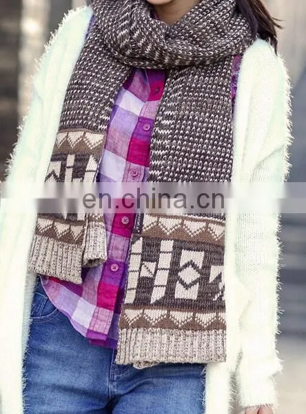 Faux Woolen Paisley Oblong Women Scarves Solid Warmer Scarf photo-4