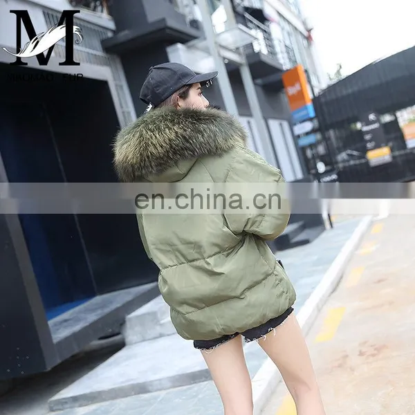 2017 Hot Selling New Design Women Real Big Raccoon Fur Collar New Down Coat photo-6