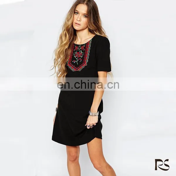 2016 Wholesale Women Elegant Black Casual Plus Size Shift Dress